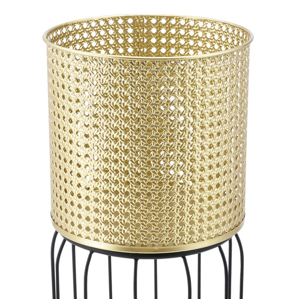 Ensemble de 2 Supports de Plantes Maaseik Noir Doré [en.casa]