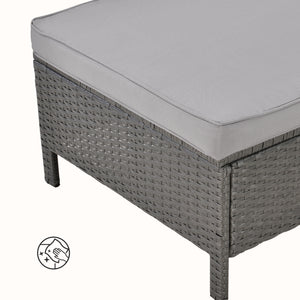 Salon de Jardin Design Rattan 4 Places Acier Polyrotin Verre Polyester Gris [en.casa]
