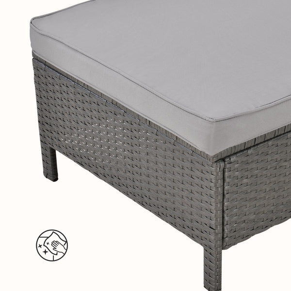 Salon de Jardin Design Rattan 4 Places Acier Polyrotin Verre Polyester Gris [en.casa]