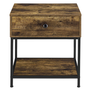 Bijzettafel Bjuv met lade 49x45x39 cm zwart en houtkleurig