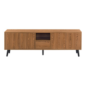 Meuble TV Hedemora 140 x 30 x 46 cm Effet Bois Foncé [en.casa]
