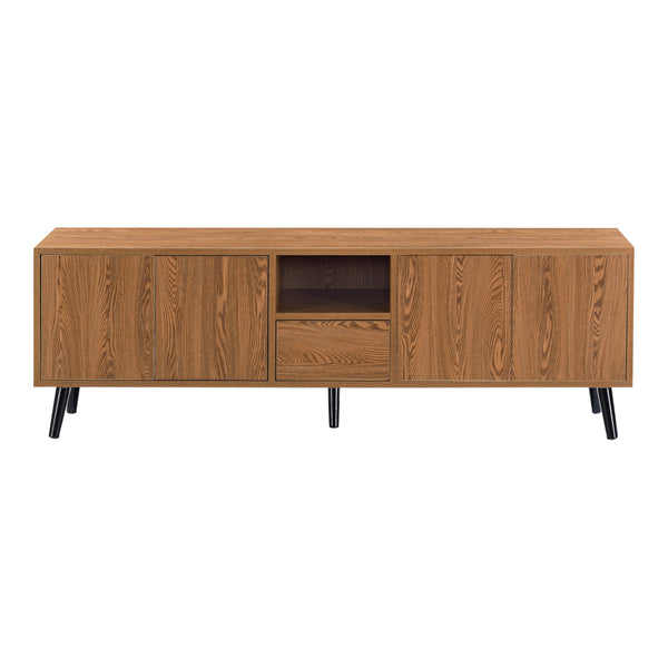 Meuble TV Hedemora 140 x 30 x 46 cm Effet Bois Foncé [en.casa]