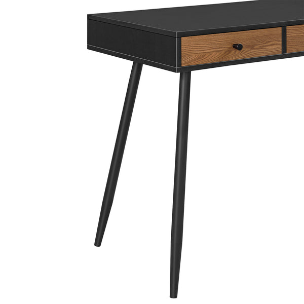 Bureau Tumba à 3 Tiroirs 75 x 115 x 48 cm Effet Bois Foncé Noir [en.casa]