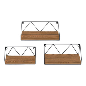 Wandrek Kolding set van 3 zwart en houtkleurig
