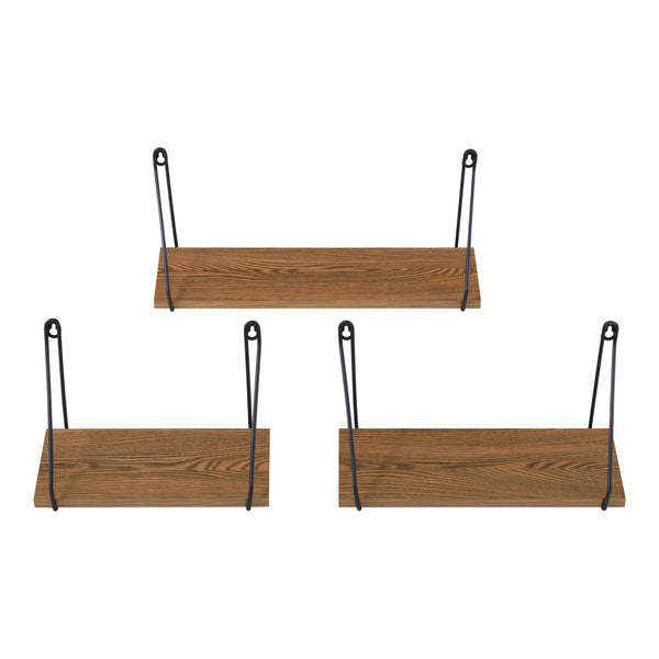 Wandrek Randers set van 3 zwart en houtkleurig