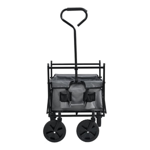 Bolderkar 104x52x117 cm met dak en zakken zwart en grijs
