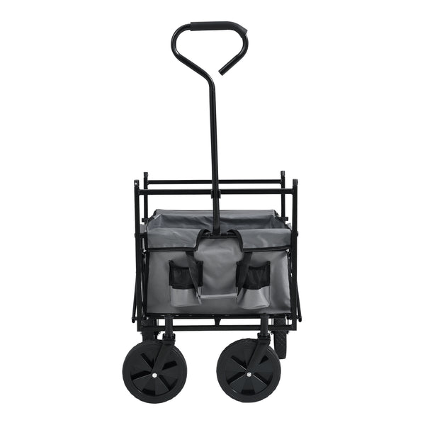 Bolderkar 104x52x117 cm met dak en zakken zwart en grijs