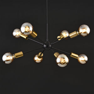 [lux.pro] Hanglamp Amiens metaal 8xE27 zwart en messing