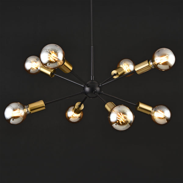 [lux.pro] Hanglamp Amiens metaal 8xE27 zwart en messing