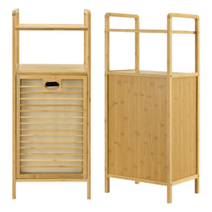 [en.casa] Bamboe wasmand Rendalen met plank 40x30x95 cm