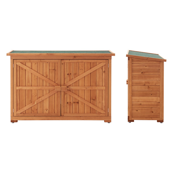 Coffre de Rangement à 2 Portes Kerteminde pour Extérieur Range-Bûches en Sapin 88 x 128 x 50 cm [en.casa]