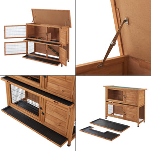 Clapier Falkenau à deux niveaux 104 x 122 x 50 cm sapin naturel