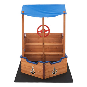 [en.casa] Zandbak Grömitz met luifel 103x160x78 cm houtkleurig blauw