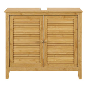 Meuble sous lavabo Värmdö avec 2 portes en bambou 60 x 67 x 30 cm [en.casa]