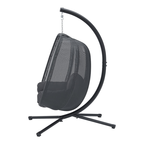 [en.casa] Hangstoel Abegondo met standaard en kussens donkergrijs