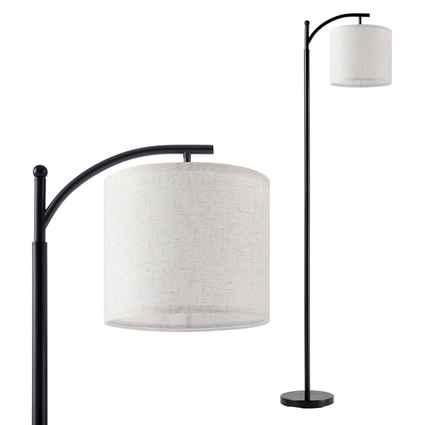 [lux.pro] Staande lamp Coventry E27 metaal stof 180 cm zwart en beige