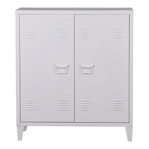 Casier de bureau métallique Oripää à 2 portes 90 x 80 x 33 cm blanc [en.casa]
