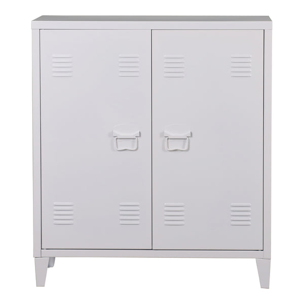 Casier de bureau métallique Oripää à 2 portes 90 x 80 x 33 cm blanc [en.casa]