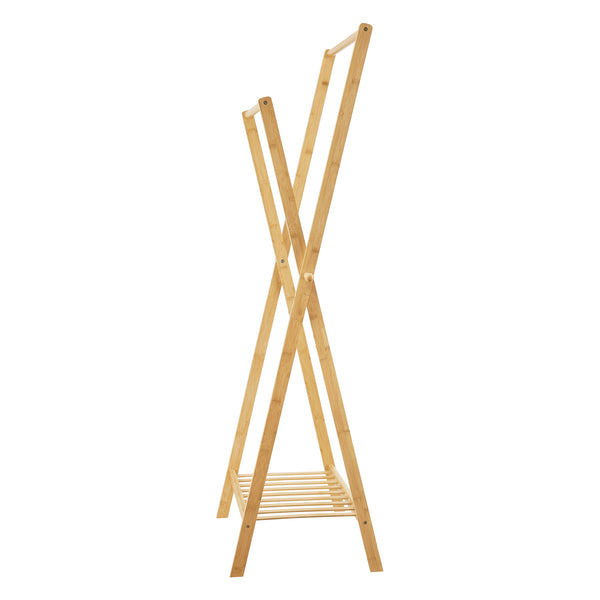 [en.casa] Bamboe kledingrek Keitele met kapstok 60x42x150 cm