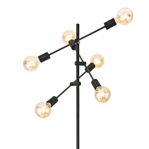 Lampadaire Craigavon 6 x E27 hauteur 154 cm noir [lux.pro].
