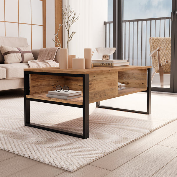 Salontafel Laukaa met plank 100x60x45 cm [en.casa]