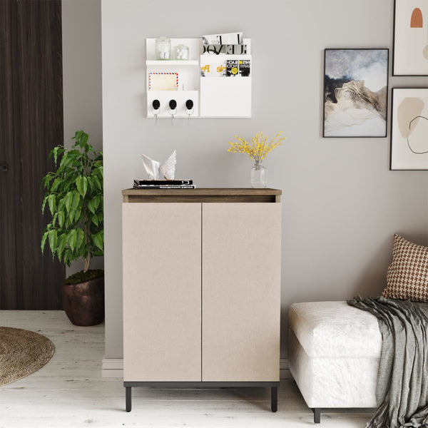 [en.casa] Schoenenkast Lieksa 85,5x60x35,5cm eiken grijs