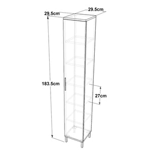 Armoire à porte Lieto 6 niveaux 183,5 x 29,5 x 29,5 cm chêne gris / beige [en.casa]