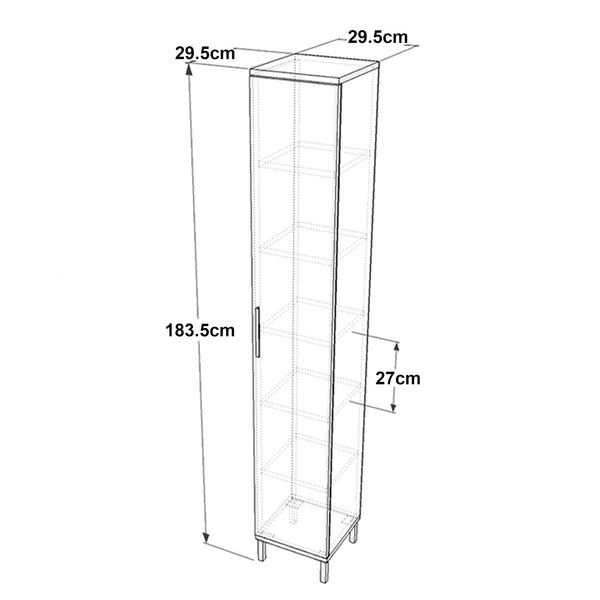 Armoire à porte Lieto 6 niveaux 183,5 x 29,5 x 29,5 cm chêne gris / beige [en.casa]