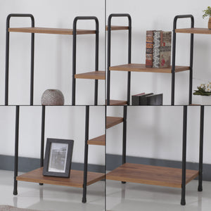 [en.casa] Staand rek Birkerød 100x110x30cm zwart en walnootkleurig