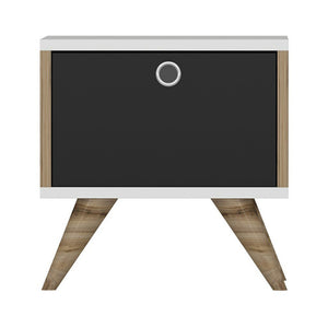 [en.casa] Nachtkastje Hinnerup 41x40x35 cm wit Eiken zwart