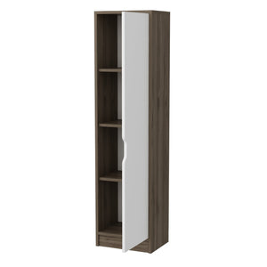 Meuble de rangement Egvad à porte pour chambre 154 x 40 x 30 cm effet noyer / blanc [en.casa]