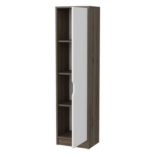 Meuble de rangement Egvad à porte pour chambre 154 x 40 x 30 cm effet noyer / blanc [en.casa]