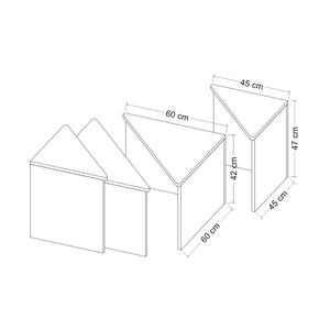 Set de 4 tables basses Frederikshavn carrées gigognes effet chêne / anthracite [en.casa]