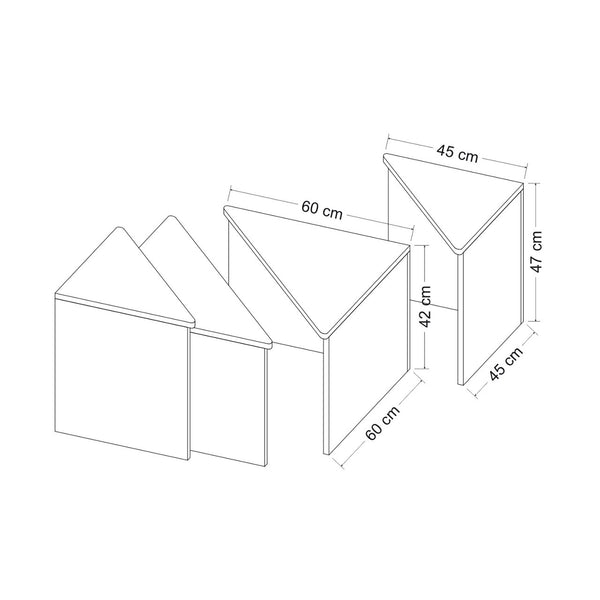 Set de 4 tables basses Frederikshavn carrées gigognes effet chêne / anthracite [en.casa]