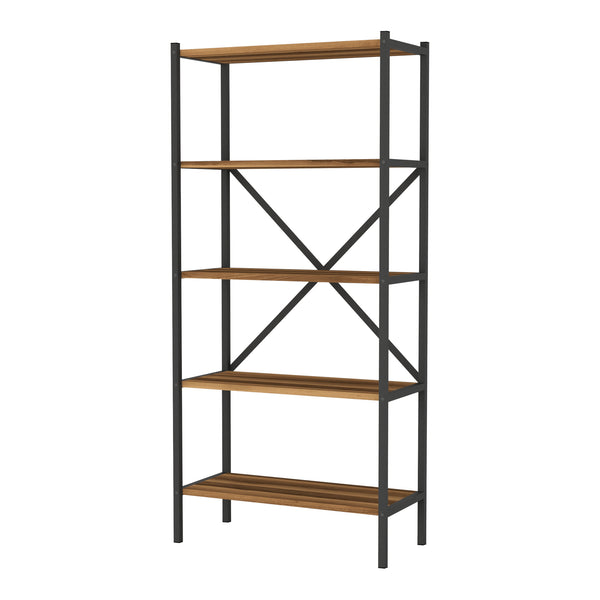 [en.casa] Staand rek Tomelilla 160x66x34 cm walnootkleurig