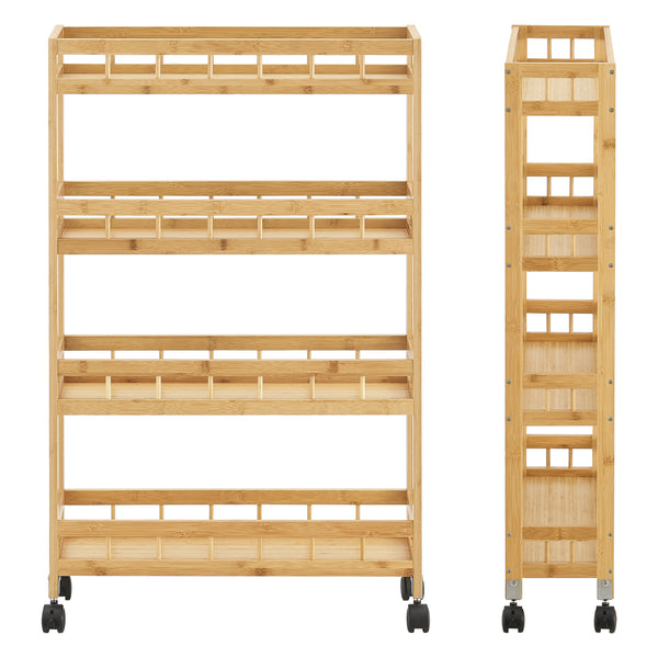 [en.casa] Keukentrolley Pyhäjoki met 4 planken 96x60x18 cm houtkleurig