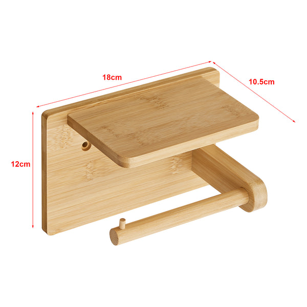Porte-papier toilette Vallentuna avec porte-téléphone bambou [en.casa]