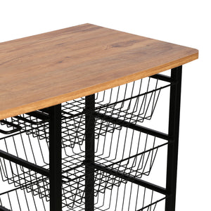 Chariot de bar Rønnede avec casier à vin noir effet bois [en.casa]