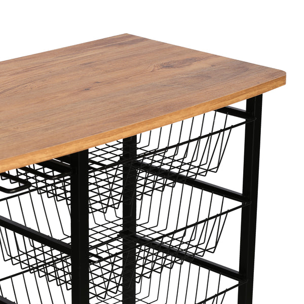 Chariot de bar Rønnede avec casier à vin noir effet bois [en.casa]
