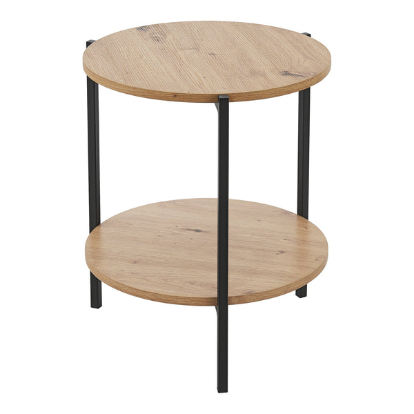 Table d'appoint Kuopio ronde 50 x 40 cm noir et effet bois [en.casa]