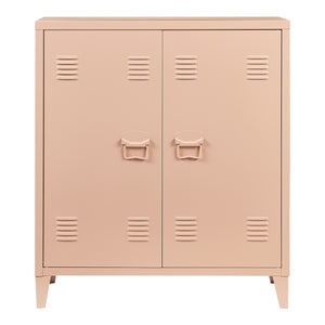 Casier de bureau métallique Oripää à 2 portes 90 x 80 x 33 cm marron clair mat [en.casa]
