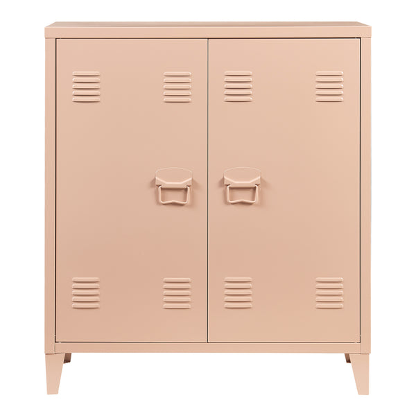 Casier de bureau métallique Oripää à 2 portes 90 x 80 x 33 cm marron clair mat [en.casa]