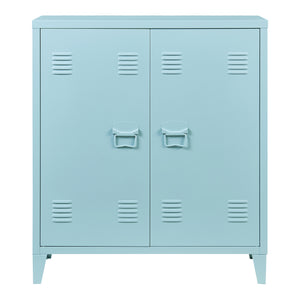 Casier de bureau métallique Oripää à 2 portes 90 x 80 x 33 cm gris-bleu [en.casa]