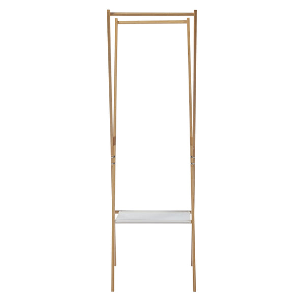 [en.casa] Bamboe kledingrek Iisalmi 156x50x57 cm houtkleurig en wit