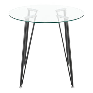 Table ronde pour salle à manger Huittinen verre trempé acier laqué 72 x 80 cm transparent noir [en.casa]
