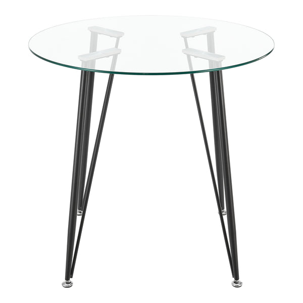 Table ronde pour salle à manger Huittinen verre trempé acier laqué 72 x 80 cm transparent noir [en.casa]