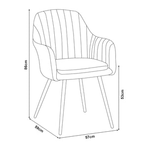 [en.casa] Eetkamerstoel Kannonkoski set van 2 86x57x59 cm beige en zwart