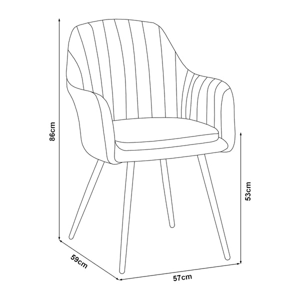 [en.casa] Eetkamerstoel Kannonkoski set van 2 86x57x59 cm beige en zwart