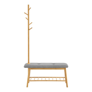 [en.casa] Schoenenrek Bygland met kapstok 165x90x34 cm houtkleurig en grijs