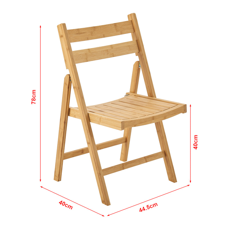 Croquis coté Lot de 2 chaises pliantes Gran bambou 78 x 45 x 40 cm naturel [en.casa]